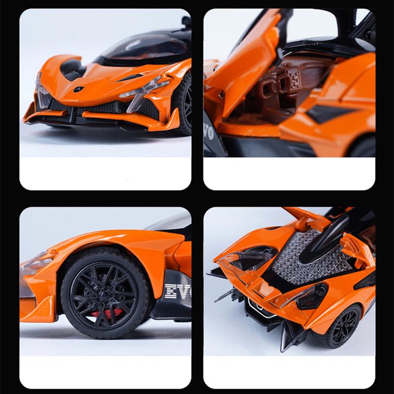1/32 Apollo Project EVO Alloy Sports Car Model Diecast Metal Super Racing Car Vehicle Model Simulation Sound Light Kids Toy Gift