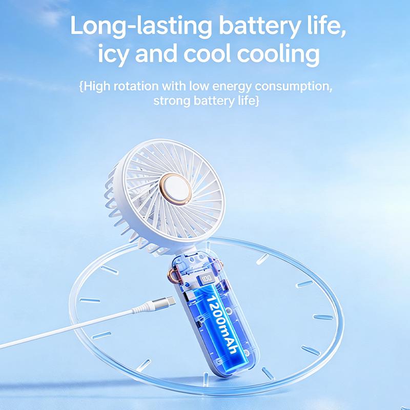 Portable Handheld Mini Fan Foldable Neck Hanging Fans 5 Speed Usb Rechargeable Fan With Phone Stand And Display Screen