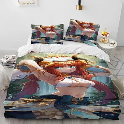 Genshin Impact Game Gamer Cartoon Comforter Bedding Set Printed Duvet Cover Pillowcase Single Double Queen Super King Size Sets