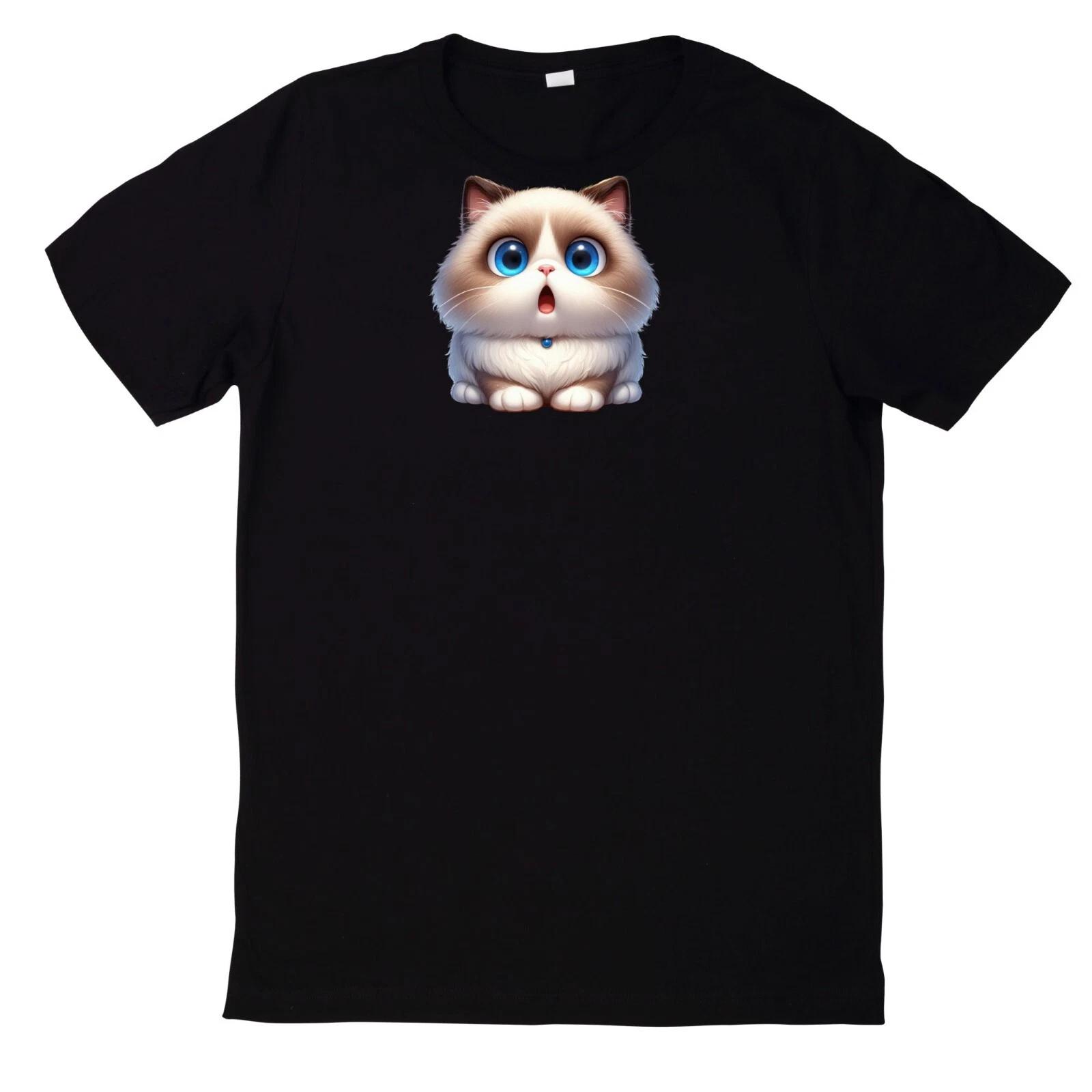T-Shirt Lustige überraschte Katzen Motiv Baumwolle XL