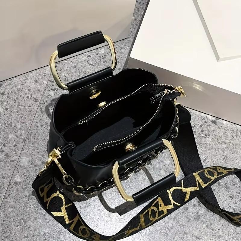 Fashion Crossbody Bucket Bag Trendy PU Shoulder Bag Women's Casual Handbag & Tote Purse CLE