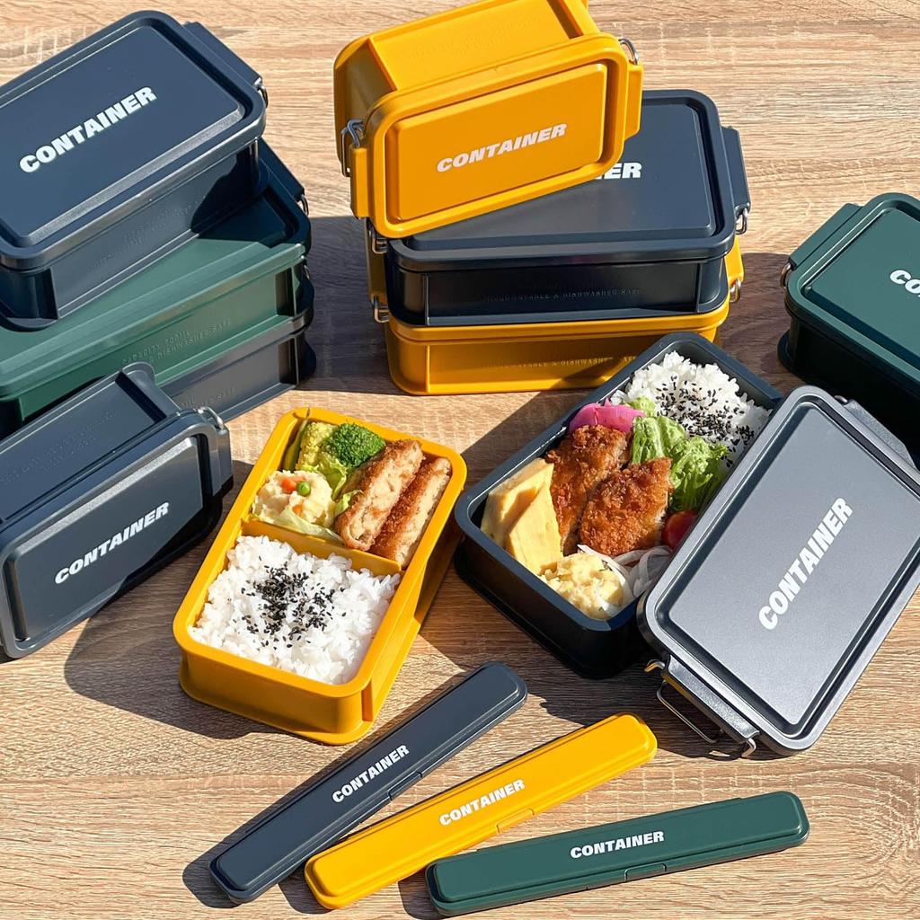 OSK CONTAINER Bento Navy with Made In Dishwasher and Microwave Stain Locking and Suitable for Small and Students Box, 600ml, Blue, Dividers, Japan,