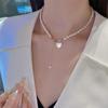 Korean Pearl Chain Choker Necklace For Women Girls  Trend Jewelry Heart Tassel Pendant Necklace Bridal Engagement Gift