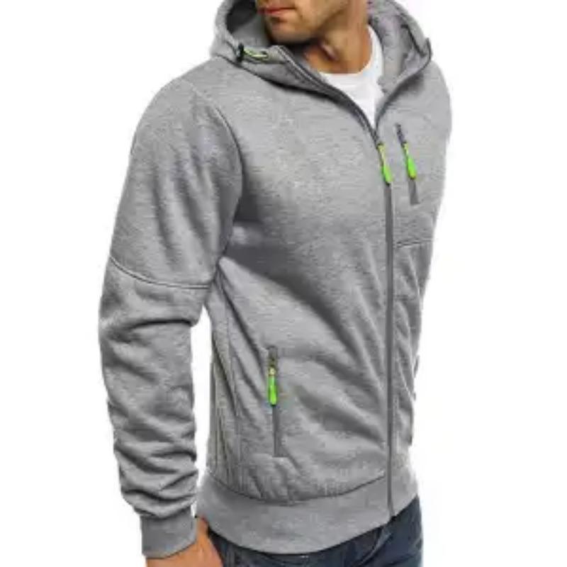 Men's New Sports Fitness Jacket Zipper Cardigan Casual Fashion All Match Sweatshirt Hooded Outerwear Autumn Winter Style