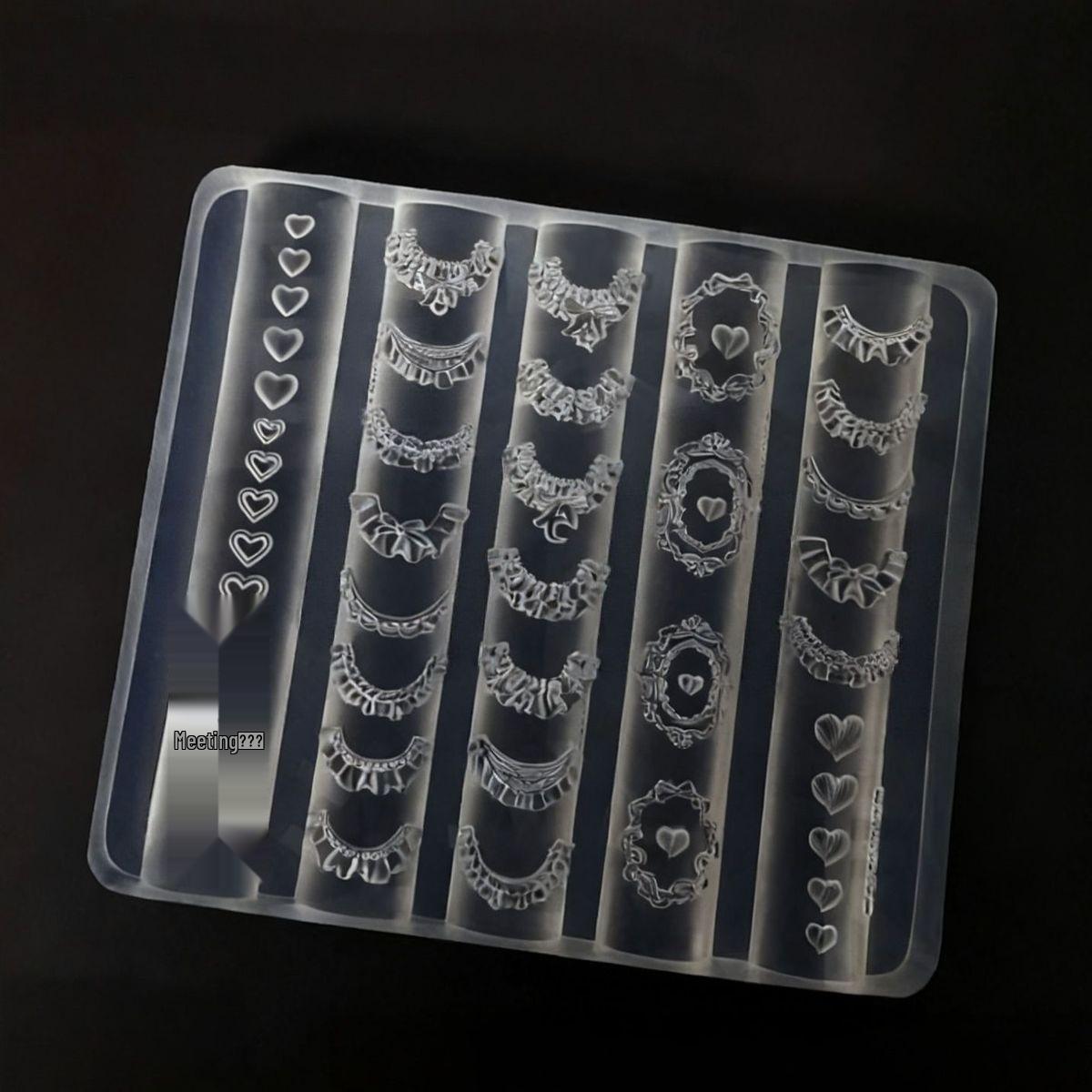 High-Transparency Lace Cat Cream French 3D DIY Silicone Nail Art Mold