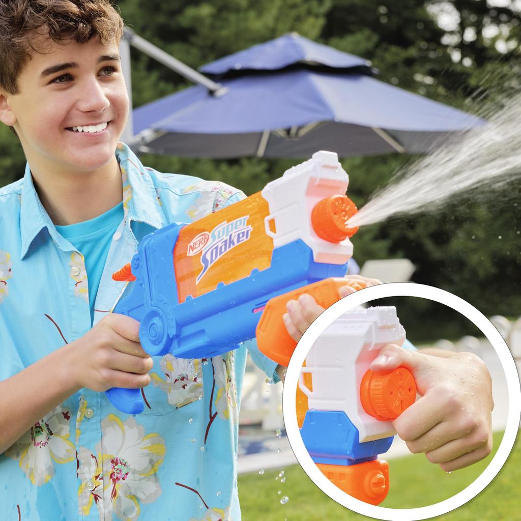 Hasbro Nerf Super Soaker Flip-Fill Water Blaster, 4 Firing Patterns, Quick Refilling, 887mL Tank Capacity, Suitable for Children 6 Years and Up,