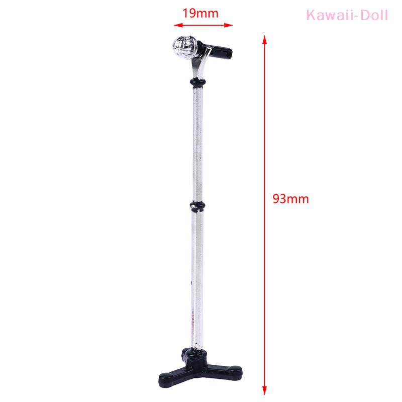 1:12 Model Miniatură Microfon Casă de Păpuși Cu Stativ Instrument Muzical Mobilier Decor Jucărie