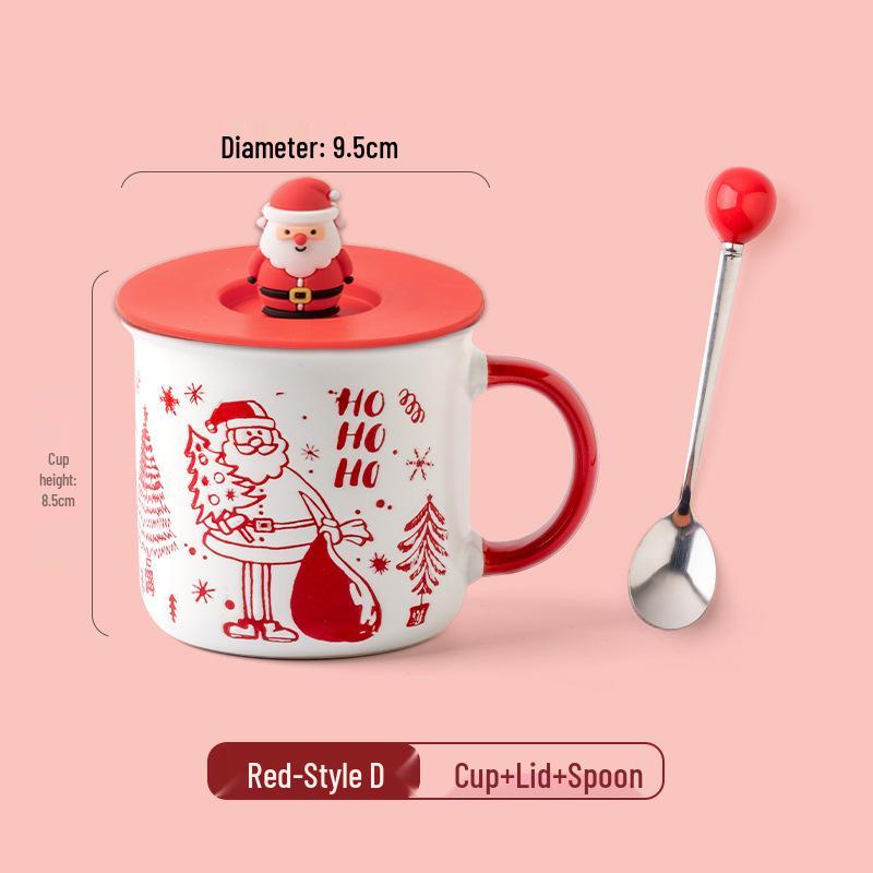 Personalized Christmas Ceramic Mug with Lid and Spoon - Creative Cartoon Design, Perfect for Halloween Gifts