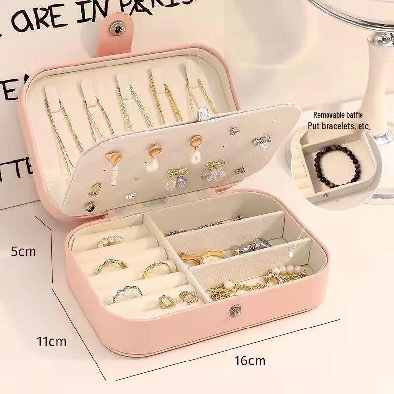 Exquisite Portable Jewelry Box: Compact Travel Storage for Earrings, Rings & Necklaces with Double-Layer Design