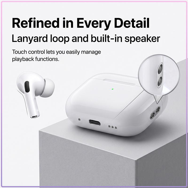AirPods Pro 2nd Generation Wireless Earbuds 30 Hours Listening Time Touch Control Precision Speaker Holes In Ear Apple Bluetooth Headphones