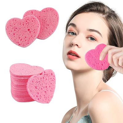 10 st Ansiktsrengöringssvampkudde Exfolierare Mask Ansiktsspa Massage Sminkborttagning Tjockare Komprimerad Blomma Hjärta Naturlig Cellulosa