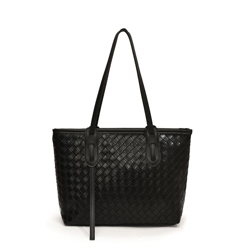 New Fashionable Woven Embossed Shoulder Bag, High-end Simple Underarm Bag, Large-capacity Tote Bag, Women's Bag
