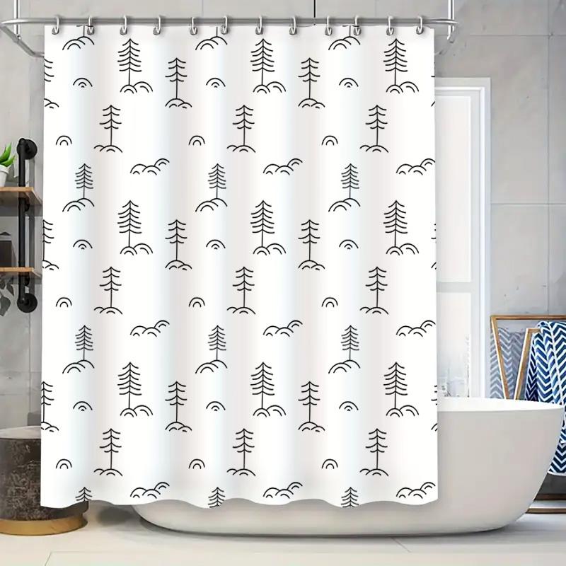 

Modern Tree Print Shower Curtain Fabric Waterproof Home Decoration For Bathroom Decorative Liner W60H190(CM)-1 Pcs