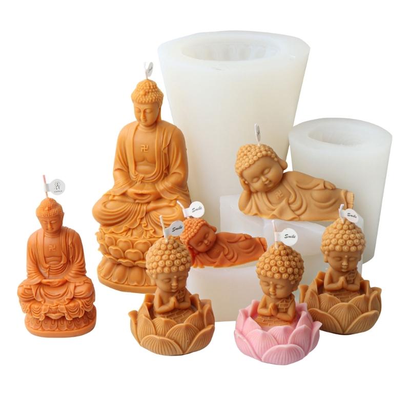 Ljusform 3D Bodhisattva Figur Gips Cement Hartsform DIY Festival Ljus Vax Hantverk Tillverkning Buddhism Dekoration