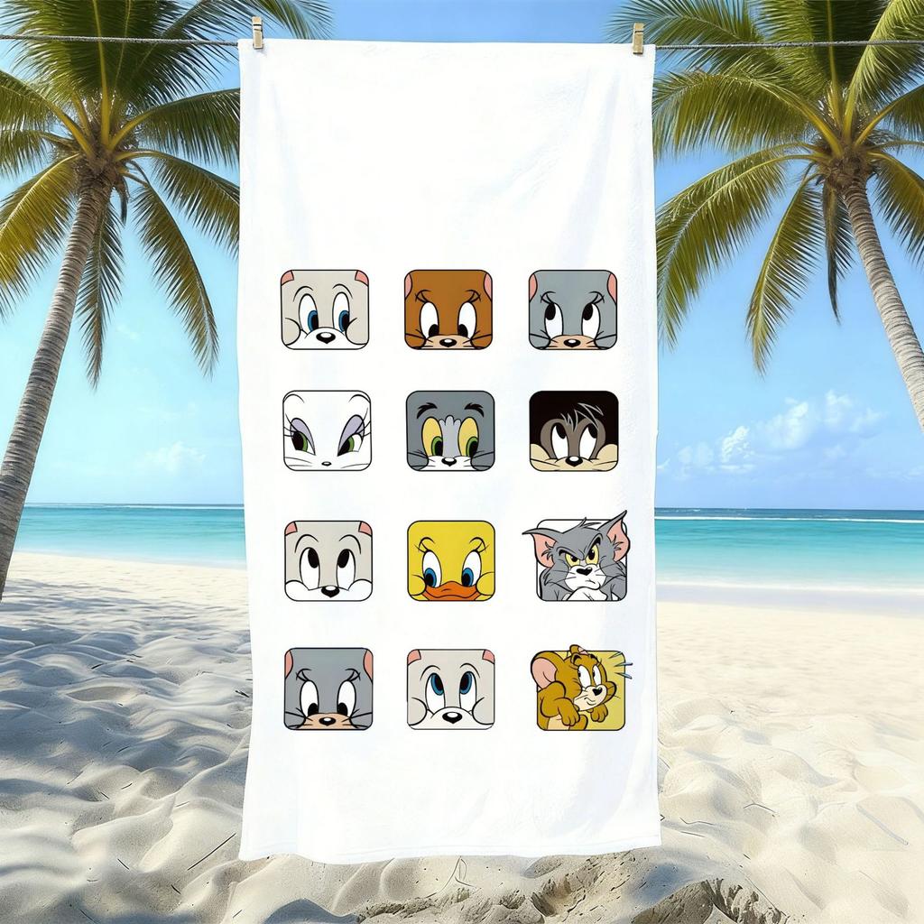 Cute Cartoon Printed Microfiber Beach Towel Quick Dry Bath Towel For Adults Kids Swimming