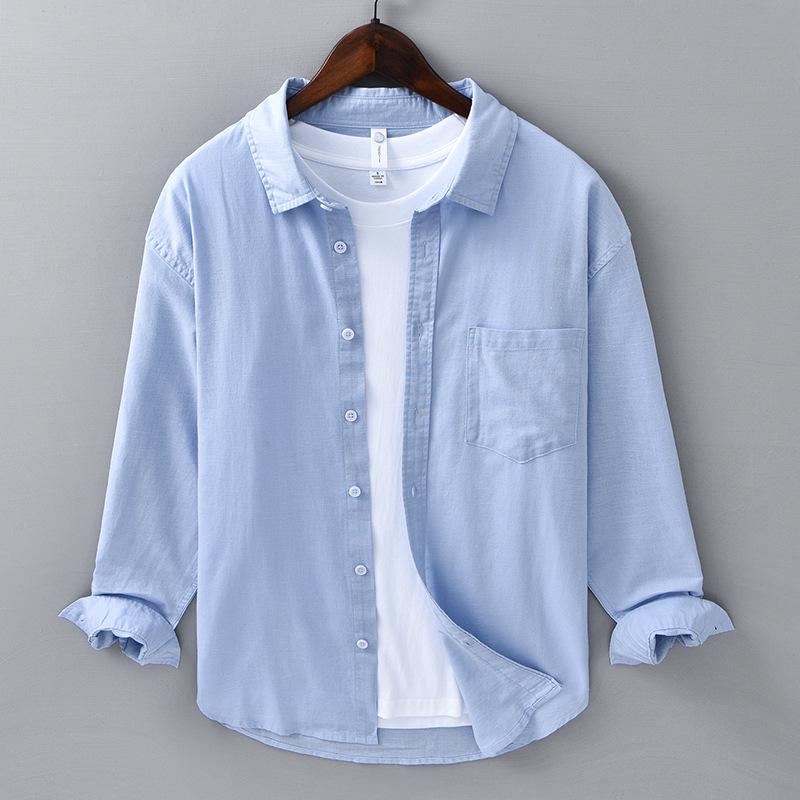 Men's Linen Business Casual Long Sleeve Shirt - Spring/Summer Versatile Cotton Linen Top
