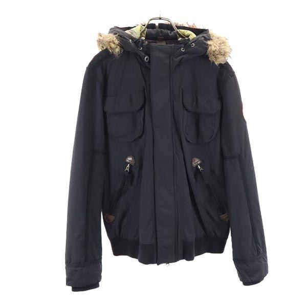 Napapijri Long Sleeve Cotton Filling Nylon Jacket S Black Fur Hood Men's Used