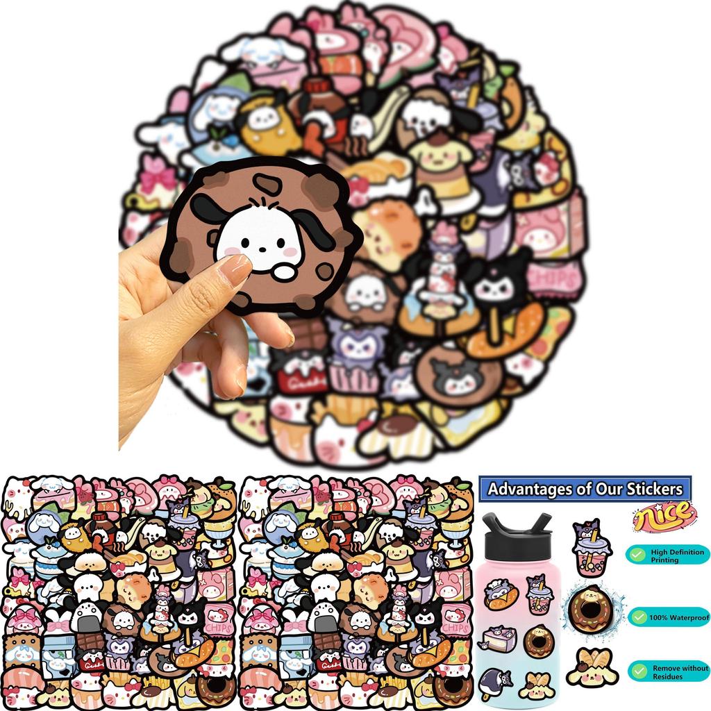 Kreskówkowe Naklejki Sanrio Food Doodle Gitara Notes Bagaż DIY Wodoodporne Hurtowa Sprzedaż