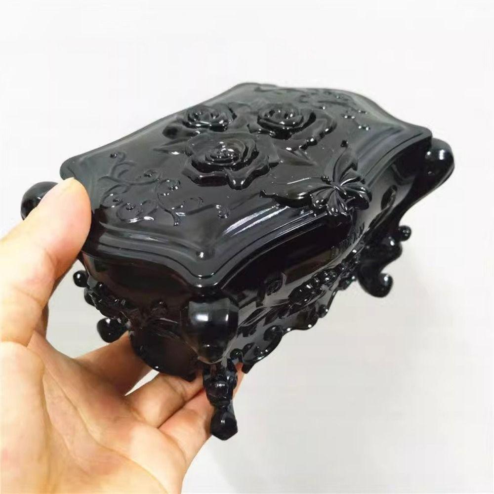 Korean Style Jewelry Storage Box With Mirror Rose Flower Storage Box Beautiful   Home
