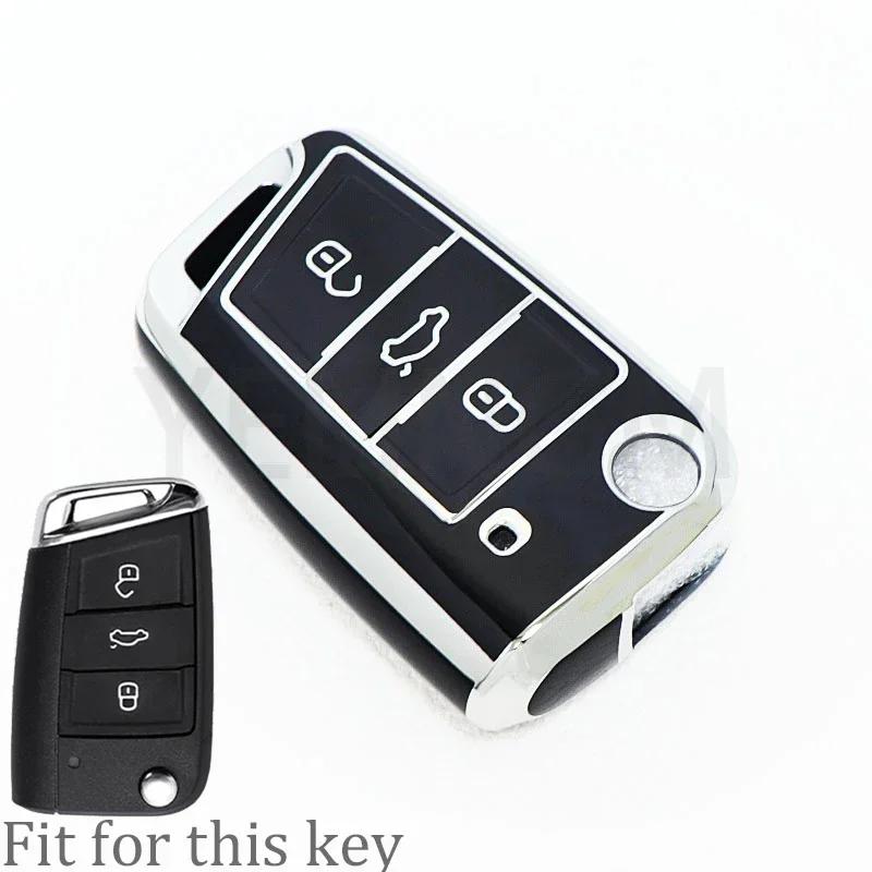 Tpu Car Shell Fob Key Case Full Cover For Vw Volkswagen Golf 7 Mk7 Tiguan Mk2 For Seat Ateca Leon Fr 2 Ibiza For Skoda Octavia