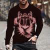 Fashion Jesus Cross Pattern T Shirt For Men 3D Lion Print Long Sleeve T-shirt Hip Hop Trend Vintage Clothes Oversized Cotton Top