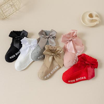 Non-Slip Mid-Tube Baby Socks with Bows for Autumn and Winter