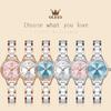 OLEVS Women's Ceramic Diamond Quartz Watch Waterproof Luminous Gold-Pink