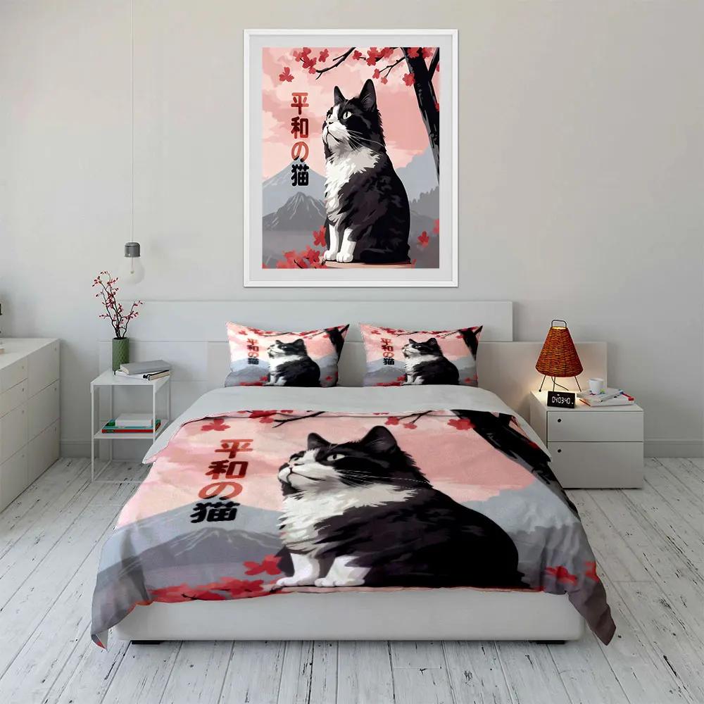 "Cat Art Print Home Decor Set" Soft Comfortable Duvet Cover Bedding Set Included 1*Duvet Cover & 2*Pillowcases gift