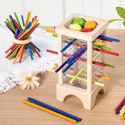 Montessori Wood Sticks Balance Toy, Interaction Game Family Fun Dice Activity Learning Fine