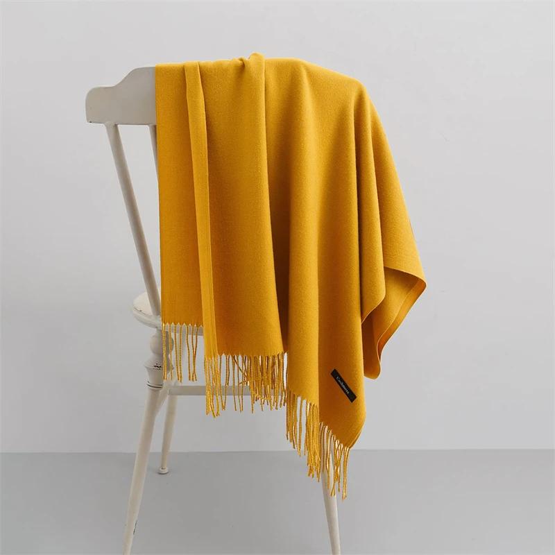 2025 Winter Shawl For Women Long Warm Cashmere Scarves Hijab Solid Lady Wrap Female Pashmina Bandana Head Scarfs Echarpe