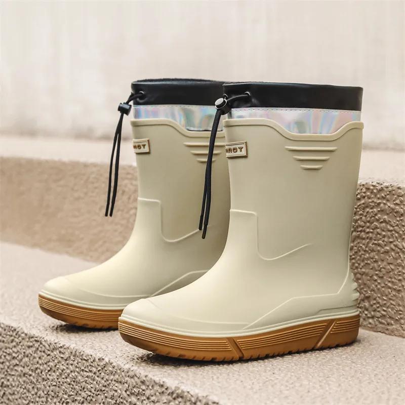 Přeshraniční korejské boty do deště do půli lýtek pánské protiskluzové boty do deště odolné proti opotřebení nepromokavé gumové boty pár bot do vody 2024