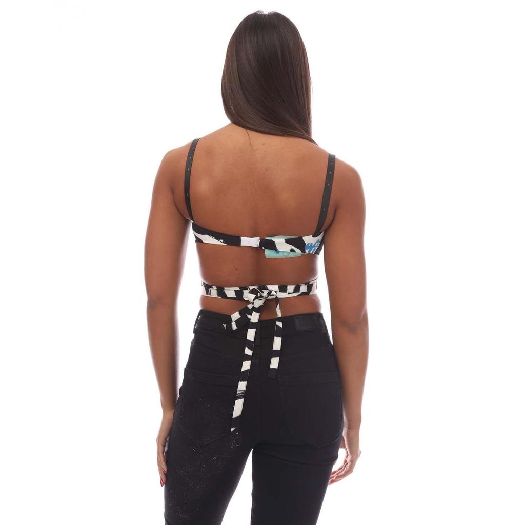 Off White Womens/Ladies Zebra Twisted Lace Up Bra