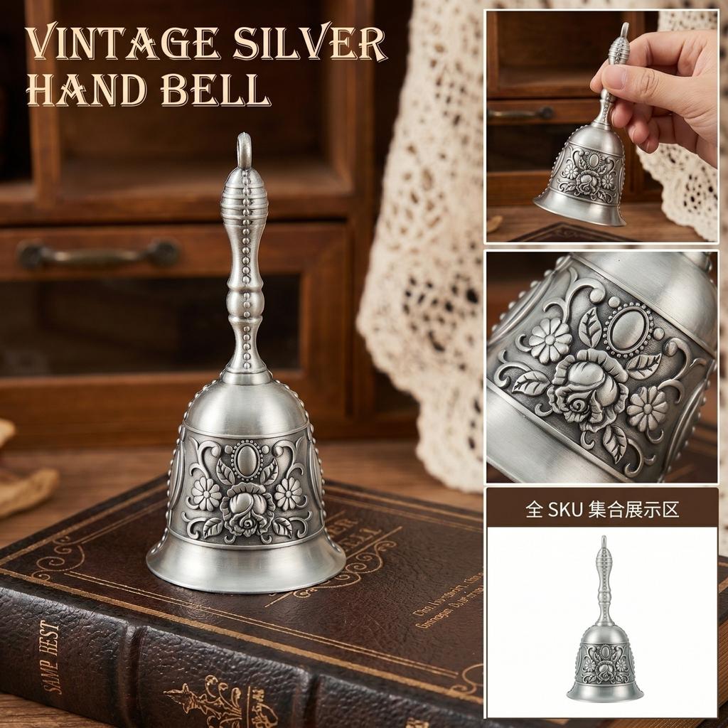 Hand-Cranked Engraved Service Bell - Vintage Bell for Dining, Weddings and Holiday Gifts