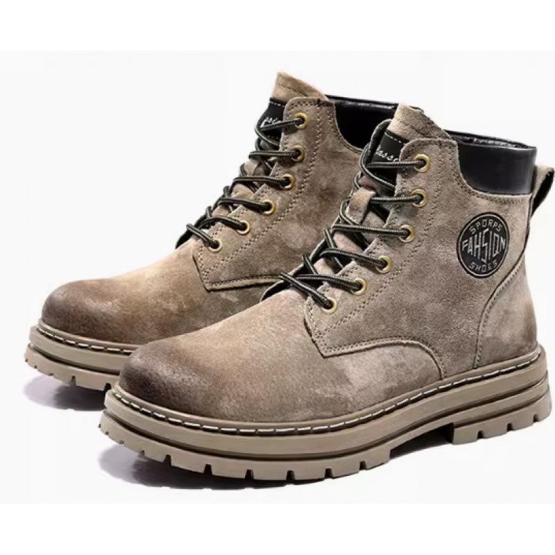 Rhubarb Boots Martin Boots Spring and Autumn Men's Leather Boots 2025 New Heightening Thick-soled Tooling Short Boots