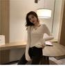 2026 Autumn/Winter Women's V-Neck Slim Fit Knit Sweater - Korean Style Long Sleeve Top