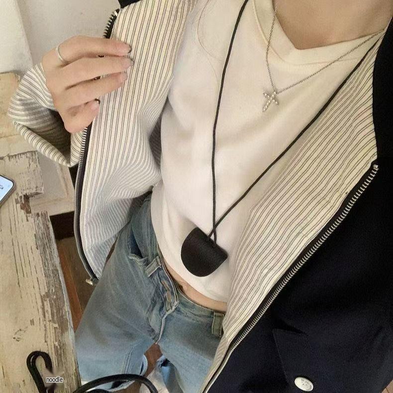 Unisex Reversible Striped Lapel Oversized Jacket for Spring & Autumn