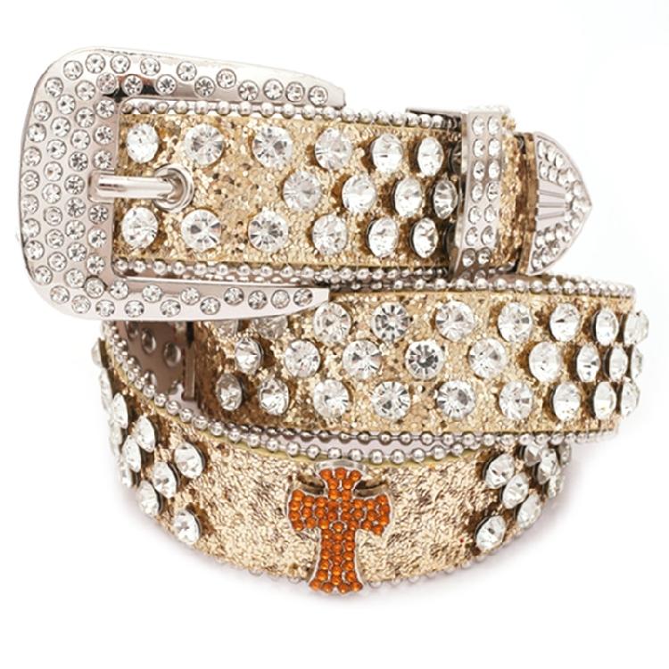 Sequins Waist Belt with Diamond Pin Buckle Adult Personality PU Waist Belts for Adult Costume Pants Adjustable Length