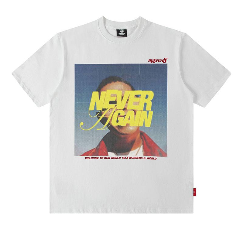 American Retro Trendy T-Shirt Men'S Oversize Hip-Hop Portrait Printing Casual Cotton Short-Sleeved T-Shirt Men'S