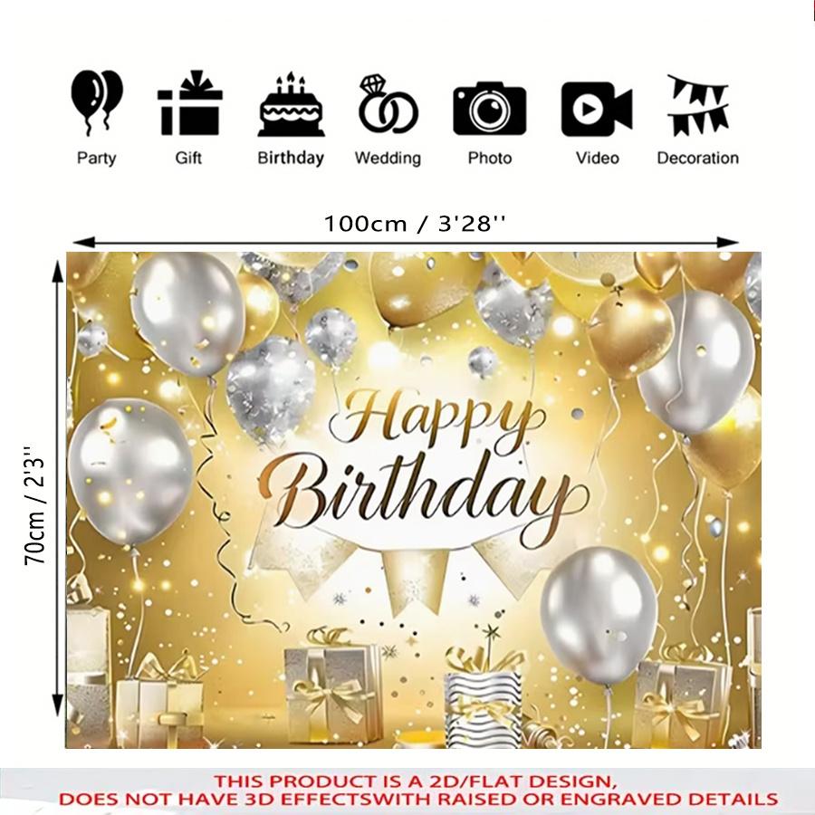 1pc 2D Birthday Theme Backdrop Banner Balloons Gift Box Design Living Room Bedroom Garden Scene Birthday Party Indoor Outdoor Decor Photo