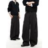 Men's American-Style Black Dress Pants, Unisex Autumn and Winter New Loose Straight-Leg Relaxed Fit Scimitar Wide-Leg Casual Trousers