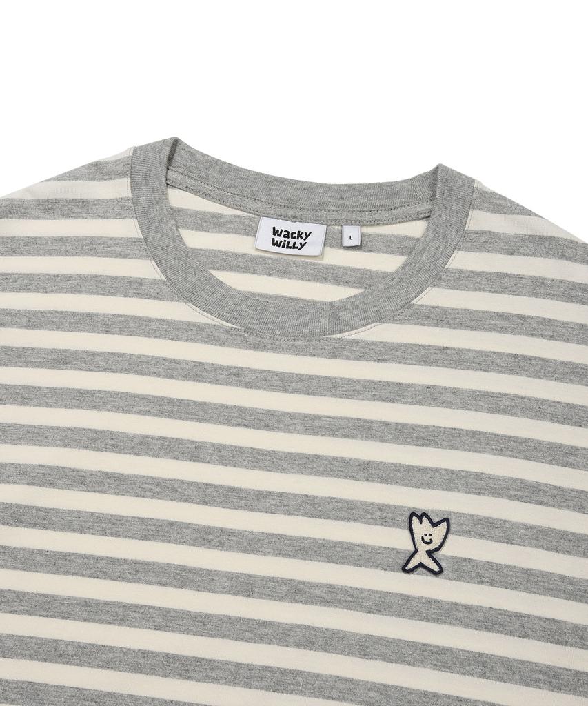 WACKY WILLY Basic Striped Short Sleeve T-Shirt Gray