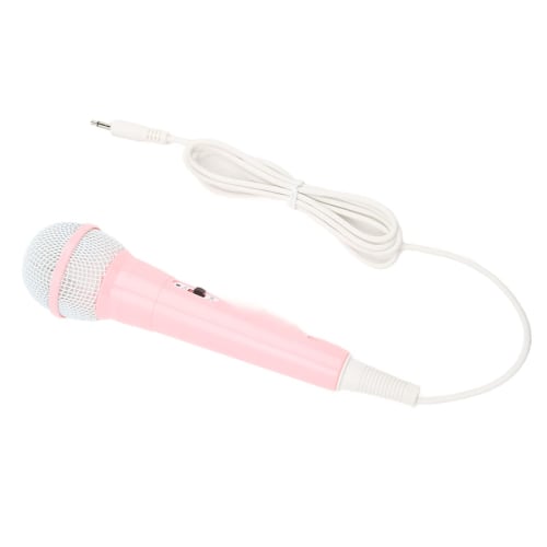 Karaoke Microphone, Wired Microphone, Dynamic Vocal Microphone, Cute for Kids, Perfect for Karaoke, Parties, and Performances, Clear (Pink)