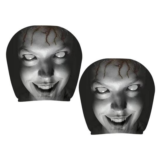 Breathable Car Seat Protector 2Pcs Universal Headrest Covers, Horror Pattern Protector, Durable Polyester Cover Stretchy Interior Accessories for All
