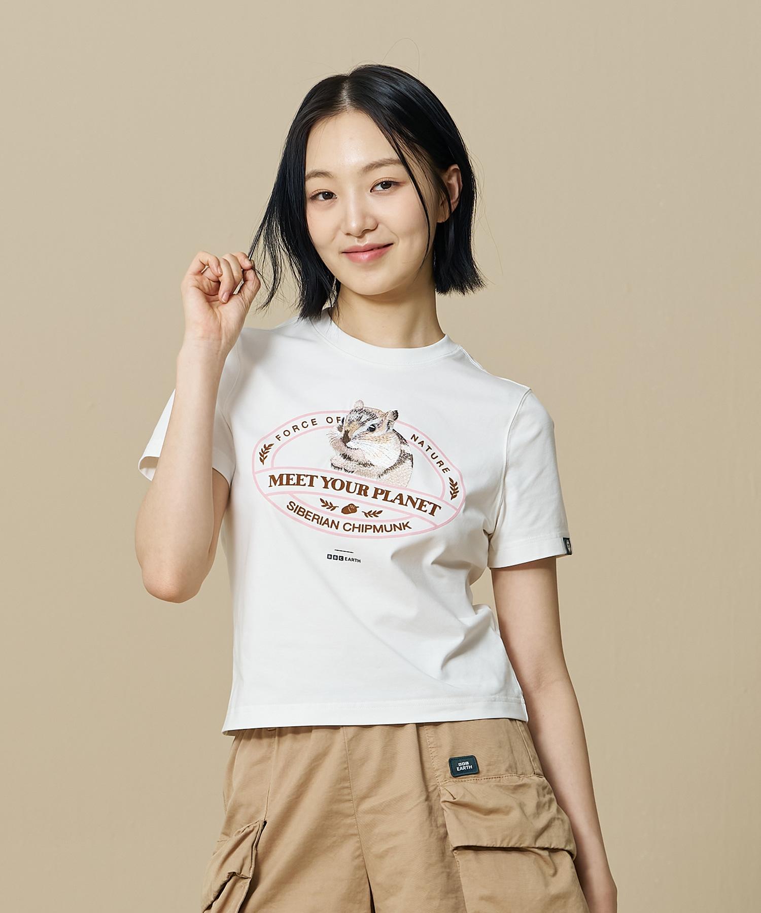 Bbc Earth Embroidery Point Short Sleeve T-Shirt_Ivory Ivory/095
