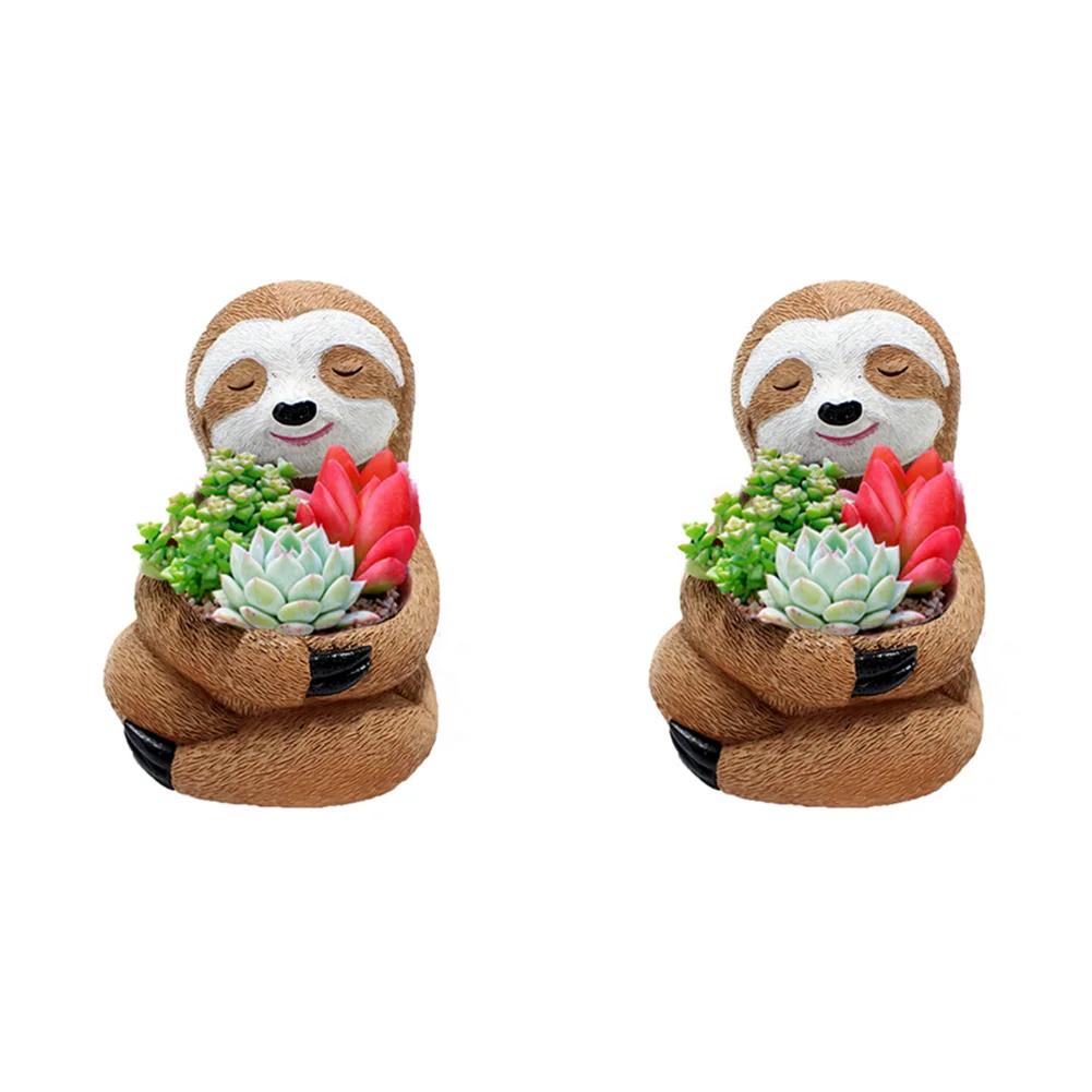 Creative Succulent Planter Flowerpot Black Cat Cute Resin Plant Pot Best Gifts for Family Friends Sloth Plant Holder Xmas Gifts