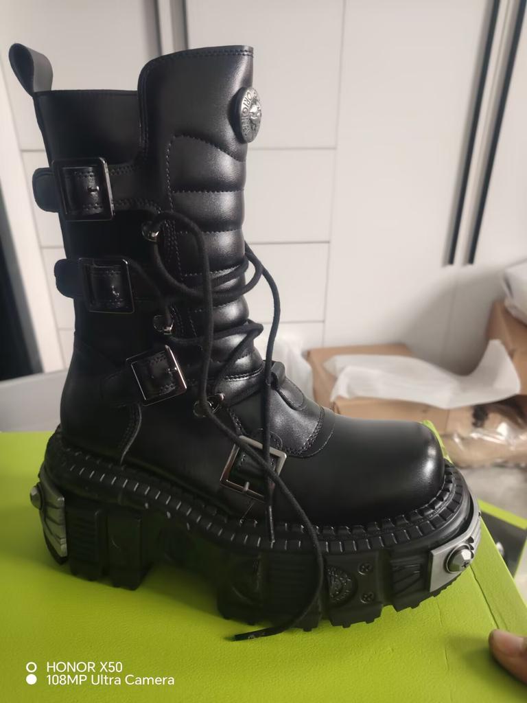 Retro Spanish Motorcycle  All-Match Platform Bootie Men's and Women's Same Heavy Metal Punk Boots