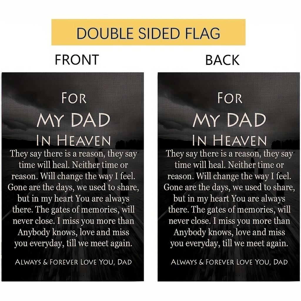 1pc Memorial Garden Flag for Dad In Heaven - Double-Sided Burlap, 12x18 Inch, Grave Outdoor Decor