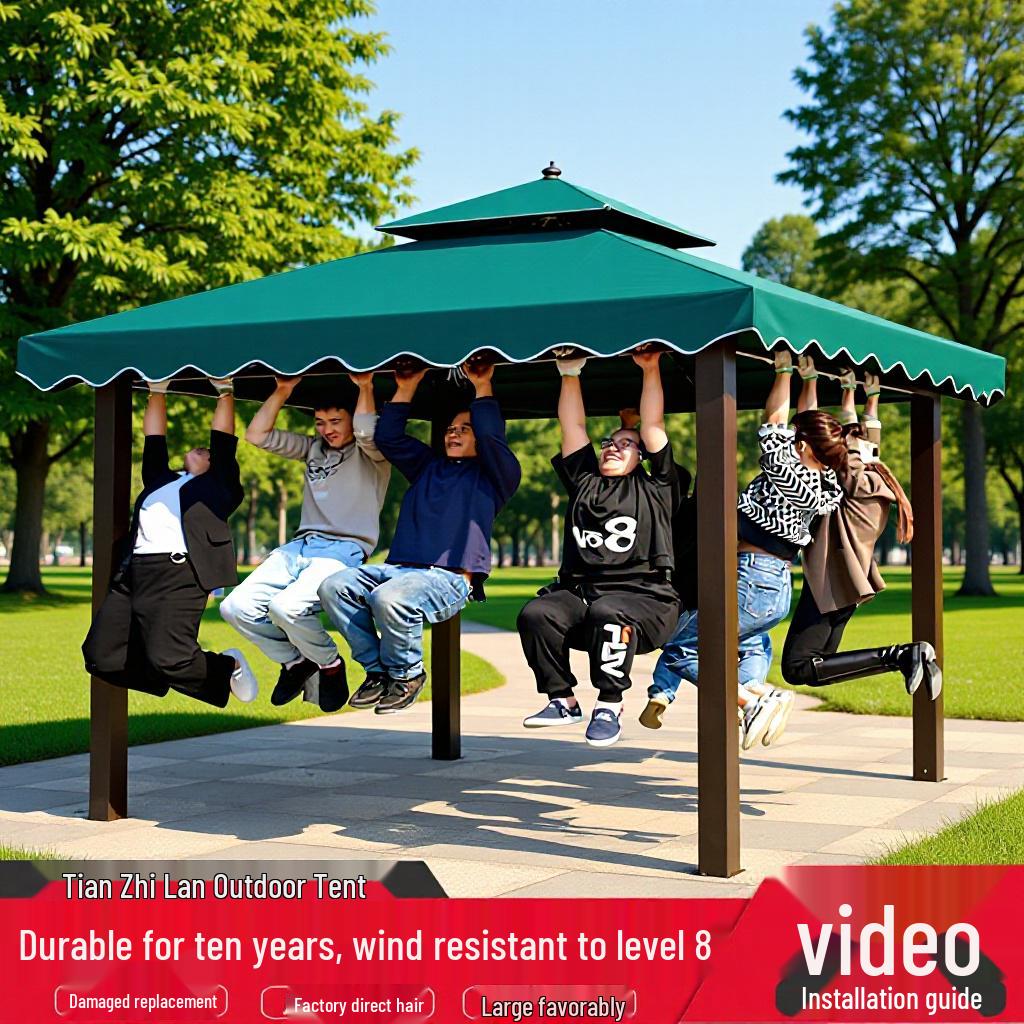 Wrought Iron Outdoor Gazebo Pavilion Canopy for Courtyard, Balcony & Rooftop Garden – Sunshade & Rain Shelter