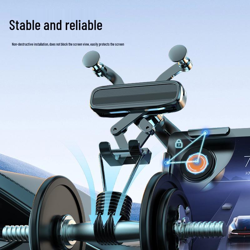 Large Screen Car Phone Holder with Silicone Grip and Gravity Control