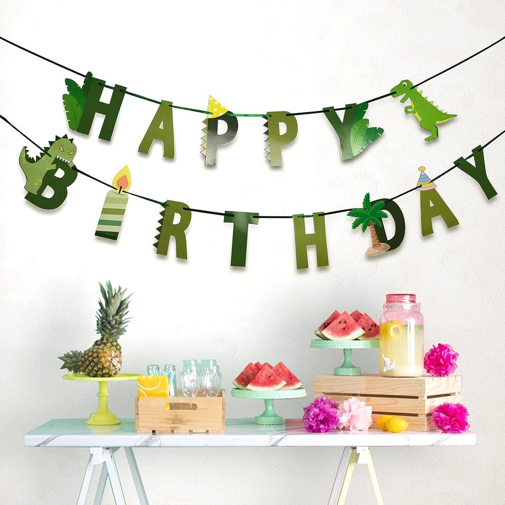 Dinosaur Birthday Banner - Dinosaur Happy Birthday Banner, Dinosaur Theme Birthday Party Decorations